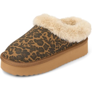 image:imageThe Childrens Place Girls Girls IndoorOutdoor Comfy Slip on Platform Shoes Faux Fur LinedLeopard