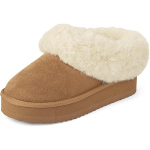 image:imageThe Childrens Place Girls Girls IndoorOutdoor Comfy Slip on Platform Shoes Faux Fur LinedTan