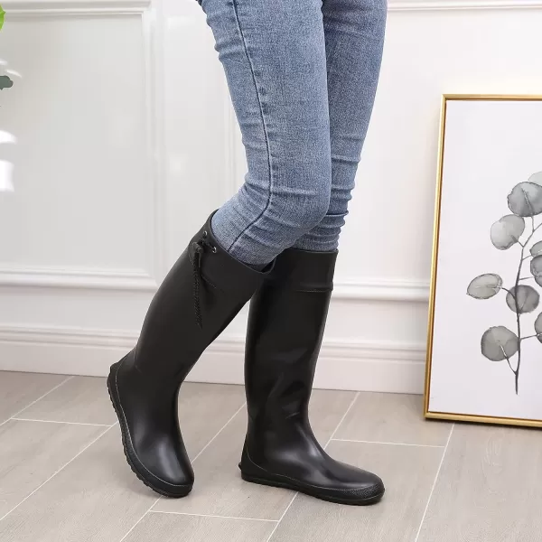 Asgard Packable Tall Rain Boots for Women Waterproof Rubber Garden Boots Ultra Lightweight Flat Wellies Mud Boots- NOT FOR WIDE CALF