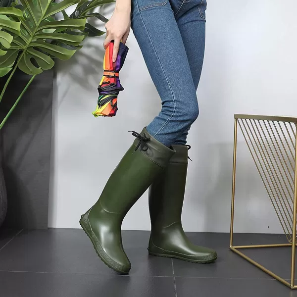 Asgard Packable Tall Rain Boots for Women Waterproof Rubber Garden Boots Ultra Lightweight Flat Wellies Mud Boots- NOT FOR WIDE CALF
