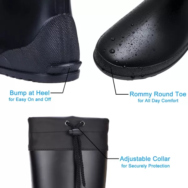 Asgard Packable Tall Rain Boots for Women Waterproof Rubber Garden Boots Ultra Lightweight Flat Wellies Mud Boots- NOT FOR WIDE CALF