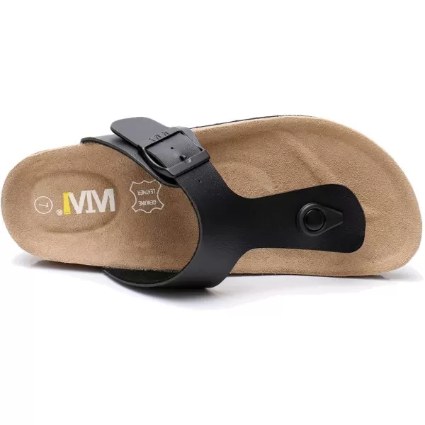 WTW Men's Cork Footbed Sandals - Comfortable Slip on Beach Slides with Adjustable Metal Buckle Strap for Men, Causal Style