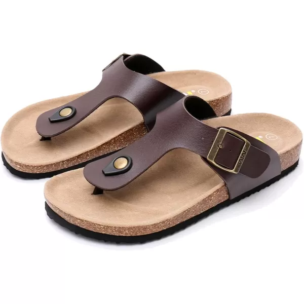 WTW Men's Cork Footbed Sandals - Comfortable Slip on Beach Slides with Adjustable Metal Buckle Strap for Men, Causal Style
