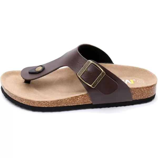 WTW Men's Cork Footbed Sandals - Comfortable Slip on Beach Slides with Adjustable Metal Buckle Strap for Men, Causal Style