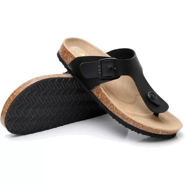 WTW Men's Cork Footbed Sandals - Comfortable Slip on Beach Slides with Adjustable Metal Buckle Strap for Men, Causal Style