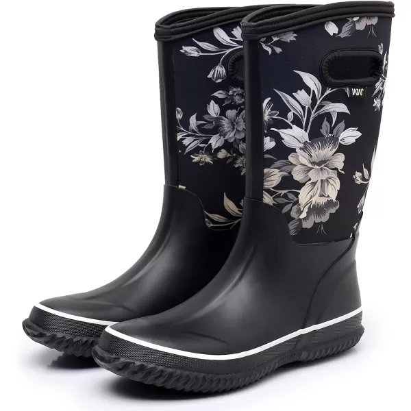 WTW Mid Calf Rain Boots for Women - Waterproof Insulated Neoprene Mud Boots Outdoor Hunting Garden Boots