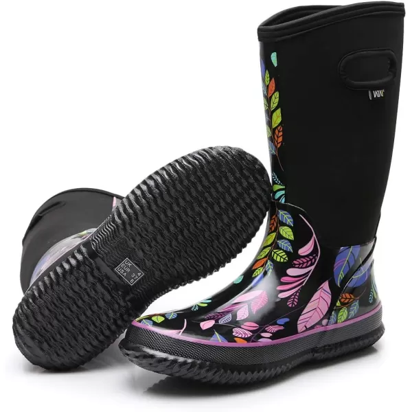 WTW Mid Calf Rain Boots for Women - Waterproof Insulated Neoprene Mud Boots Outdoor Hunting Garden Boots