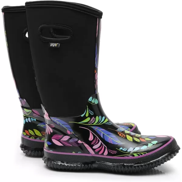 WTW Mid Calf Rain Boots for Women - Waterproof Insulated Neoprene Mud Boots Outdoor Hunting Garden Boots