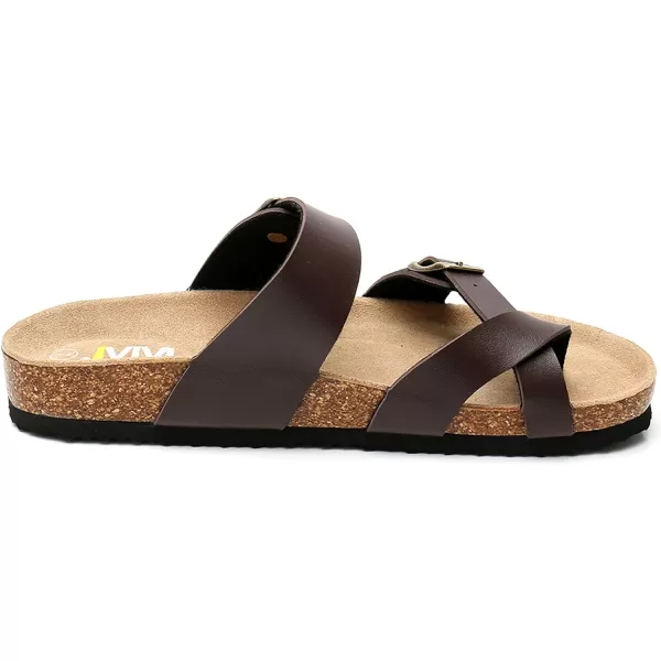 Women's Cork Footbed Sandals - Cow Suede Slide Sandals for Women Toe Loop with Adjustable Strap Buckle Open Toe Beach Sandals