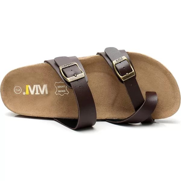 Women's Cork Footbed Sandals - Cow Suede Slide Sandals for Women Toe Loop with Adjustable Strap Buckle Open Toe Beach Sandals