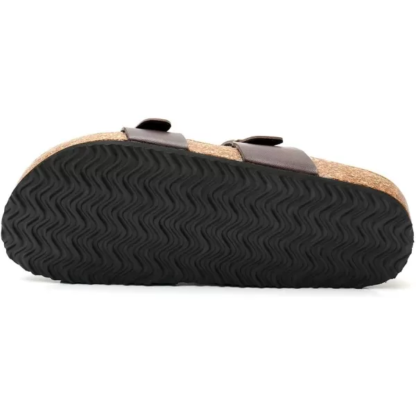 Women's Cork Footbed Sandals - Cow Suede Slide Sandals for Women Toe Loop with Adjustable Strap Buckle Open Toe Beach Sandals
