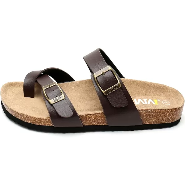 Women's Cork Footbed Sandals - Cow Suede Slide Sandals for Women Toe Loop with Adjustable Strap Buckle Open Toe Beach Sandals
