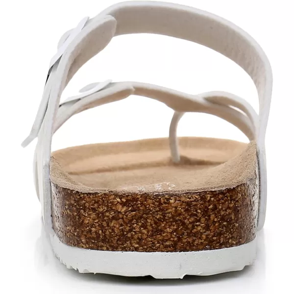 Women's Cork Footbed Sandals - Cow Suede Slide Sandals for Women Toe Loop with Adjustable Strap Buckle Open Toe Beach Sandals