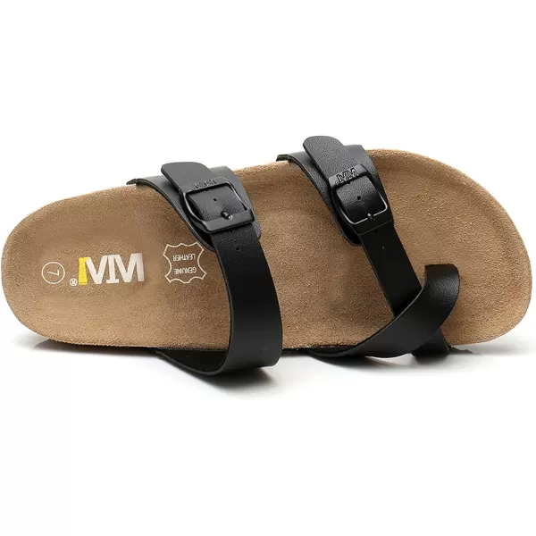 Women's Cork Footbed Sandals - Cow Suede Slide Sandals for Women Toe Loop with Adjustable Strap Buckle Open Toe Beach Sandals