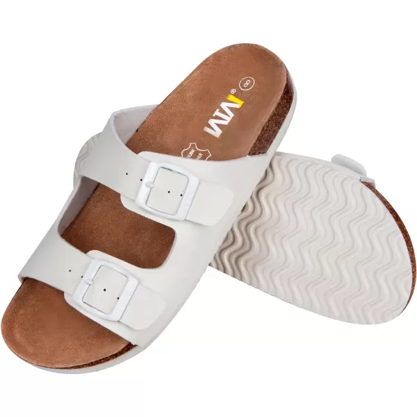 Women's Cork Footbed Sandals - Cow Suede Slide Sandals for Women with Adjustable Strap Buckle Open Toe Beach Sandals