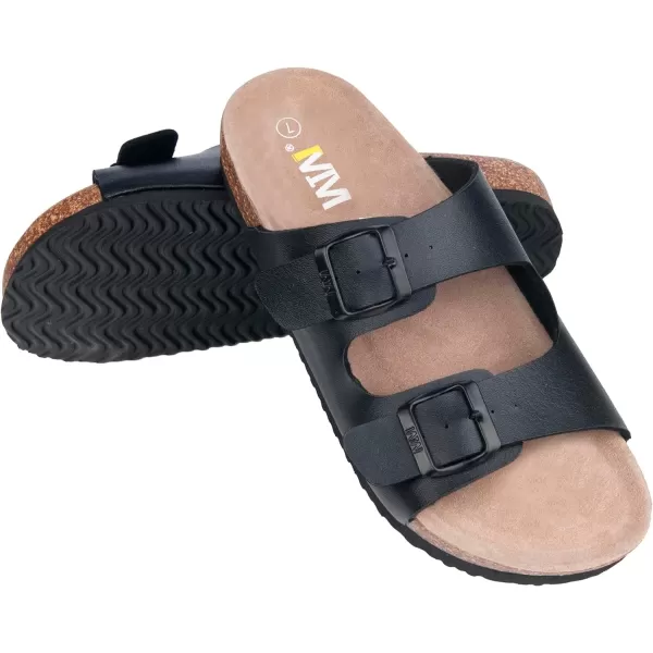 Women's Cork Footbed Sandals - Cow Suede Slide Sandals for Women with Adjustable Strap Buckle Open Toe Beach Sandals