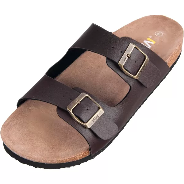 Women's Cork Footbed Sandals - Cow Suede Slide Sandals for Women with Adjustable Strap Buckle Open Toe Beach Sandals