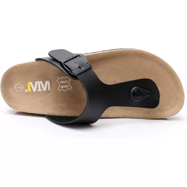 Women's Cork Thong Footbed Sandals - Cow Suede Slide Sandals for Women with Adjustable Strap Buckle Open Toe Beach Sandals