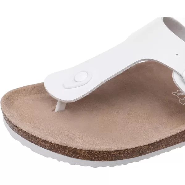 Women's Cork Thong Footbed Sandals - Cow Suede Slide Sandals for Women with Adjustable Strap Buckle Open Toe Beach Sandals