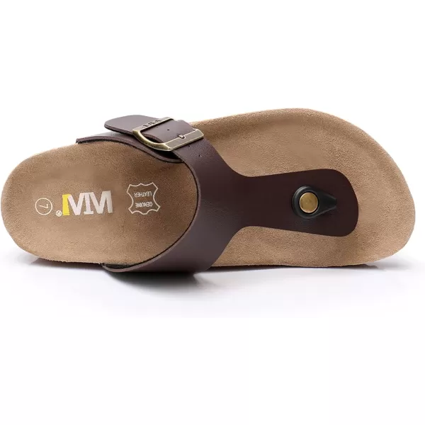 Women's Cork Thong Footbed Sandals - Cow Suede Slide Sandals for Women with Adjustable Strap Buckle Open Toe Beach Sandals