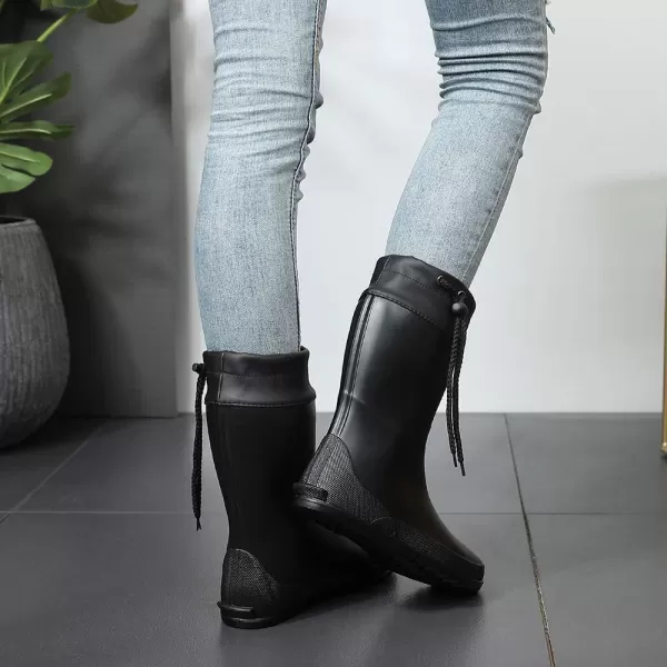 Women's Mid Calf Rain Boots Collar Muck Boots Ultra Lightweight Portable Garden Shoes