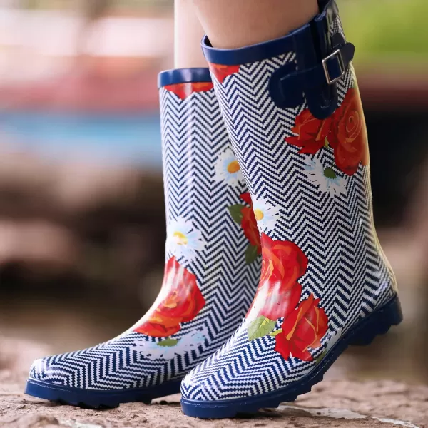 landchief Rain Boots for Women, Waterproof Ladies Tall Knee High Rubber boots,Comfort Garden Boots Anti-Slip Mid Heel Women Rain Shoes Outdoor