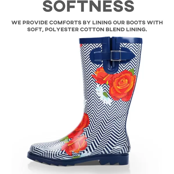 landchief Rain Boots for Women, Waterproof Ladies Tall Knee High Rubber boots,Comfort Garden Boots Anti-Slip Mid Heel Women Rain Shoes Outdoor