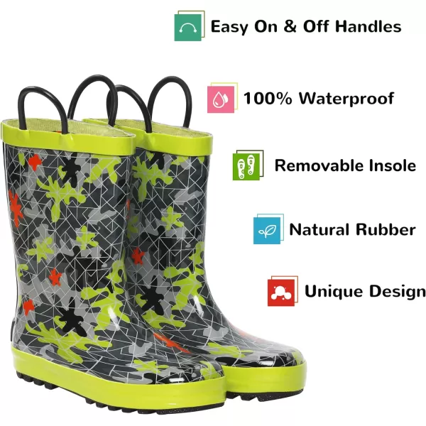 landchief Toddler Rain Boots, Kids Rain Boots Waterproof Rubber Boots for Girls and Boys with Fun Patterns and Easy-On Handles