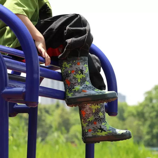 landchief Toddler Rain Boots, Kids Rain Boots Waterproof Rubber Boots for Girls and Boys with Fun Patterns and Easy-On Handles