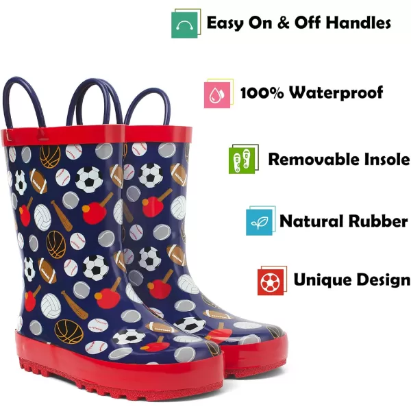 landchief Toddler Rain Boots, Kids Rain Boots Waterproof Rubber Boots for Girls and Boys with Fun Patterns and Easy-On Handles