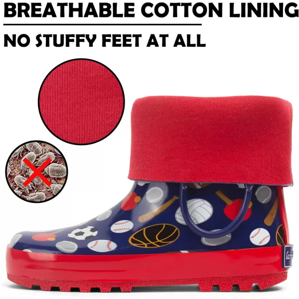 landchief Toddler Rain Boots, Kids Rain Boots Waterproof Rubber Boots for Girls and Boys with Fun Patterns and Easy-On Handles