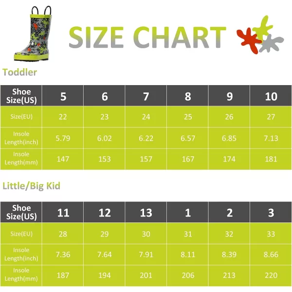 landchief Toddler Rain Boots, Kids Rain Boots Waterproof Rubber Boots for Girls and Boys with Fun Patterns and Easy-On Handles