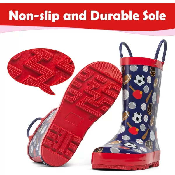 landchief Toddler Rain Boots, Kids Rain Boots Waterproof Rubber Boots for Girls and Boys with Fun Patterns and Easy-On Handles