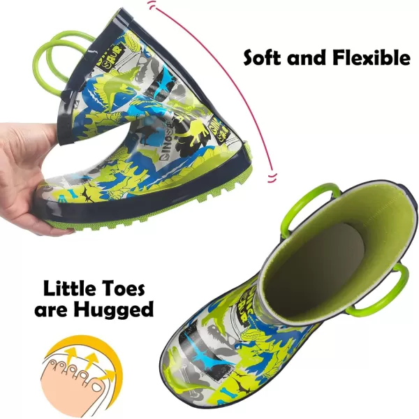 landchief Toddler Rain Boots, Kids Rain Boots Waterproof Rubber Boots for Girls and Boys with Fun Patterns and Easy-On Handles