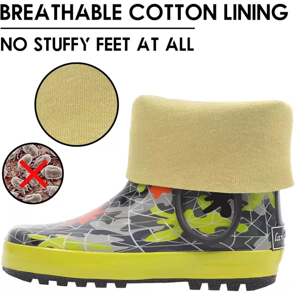 landchief Toddler Rain Boots, Kids Rain Boots Waterproof Rubber Boots for Girls and Boys with Fun Patterns and Easy-On Handles