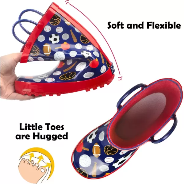 landchief Toddler Rain Boots, Kids Rain Boots Waterproof Rubber Boots for Girls and Boys with Fun Patterns and Easy-On Handles