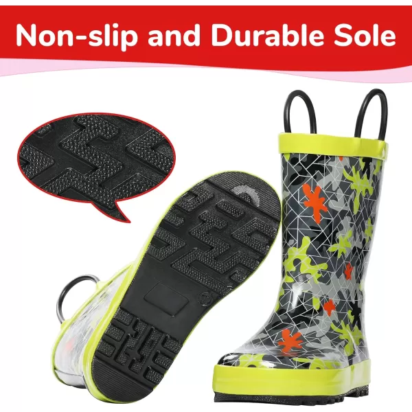 landchief Toddler Rain Boots, Kids Rain Boots Waterproof Rubber Boots for Girls and Boys with Fun Patterns and Easy-On Handles