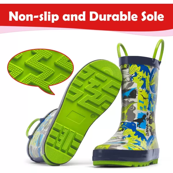 landchief Toddler Rain Boots, Kids Rain Boots Waterproof Rubber Boots for Girls and Boys with Fun Patterns and Easy-On Handles