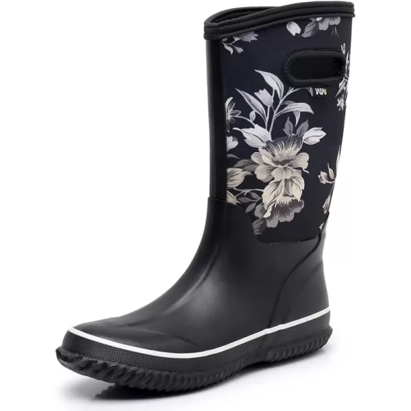 WTW Mid Calf Rain Boots for Women - Waterproof Insulated Neoprene Mud Boots Outdoor Hunting Garden Boots