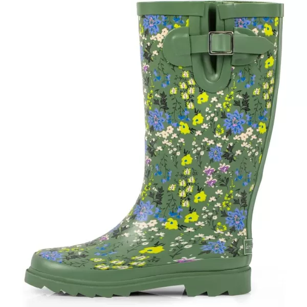 landchief Rain Boots for Women, Waterproof Ladies Tall Knee High Rubber boots,Comfort Garden Boots Anti-Slip Mid Heel Women Rain Shoes Outdoor