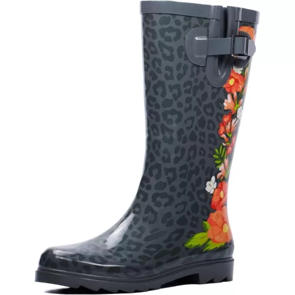landchief Rain Boots for Women, Waterproof Ladies Tall Knee High Rubber boots,Comfort Garden Boots Anti-Slip Mid Heel Women Rain Shoes Outdoor