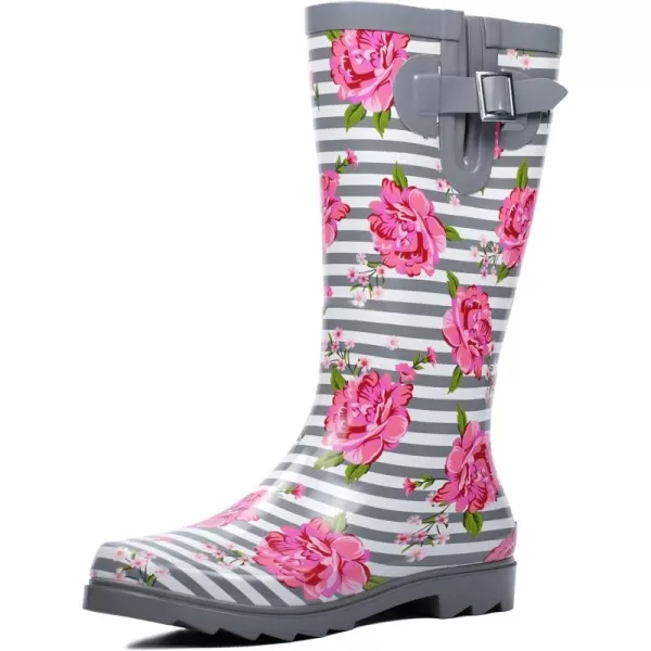 landchief Rain Boots for Women, Waterproof Ladies Tall Knee High Rubber boots,Comfort Garden Boots Anti-Slip Mid Heel Women Rain Shoes Outdoor