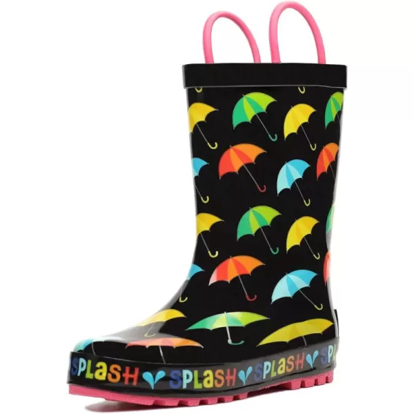 landchief Toddler Rain Boots, Kids Rain Boots Waterproof Rubber Boots for Girls and Boys with Fun Patterns and Easy-On Handles
