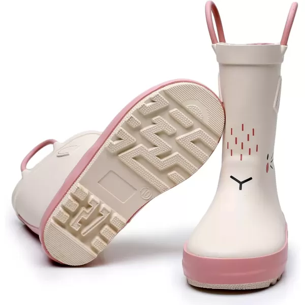 imageWTW Toddler and Kids Rain Boots with EasyOn Handles UnisexChild Waterproof Rubber Rain Boots in Fun Patterns for Girls and Boys ToddlerLittle KidBig KidRabit