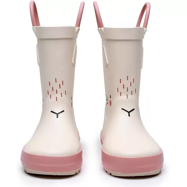 imageWTW Toddler and Kids Rain Boots with EasyOn Handles UnisexChild Waterproof Rubber Rain Boots in Fun Patterns for Girls and Boys ToddlerLittle KidBig KidRabit