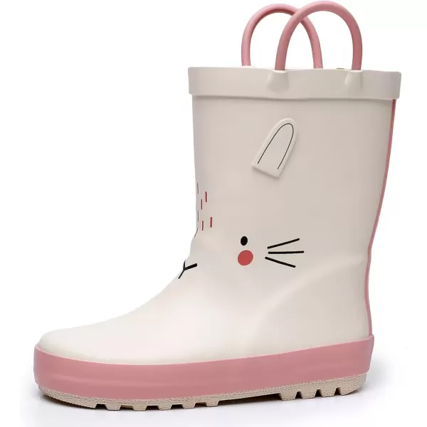 imageWTW Toddler and Kids Rain Boots with EasyOn Handles UnisexChild Waterproof Rubber Rain Boots in Fun Patterns for Girls and Boys ToddlerLittle KidBig KidRabit