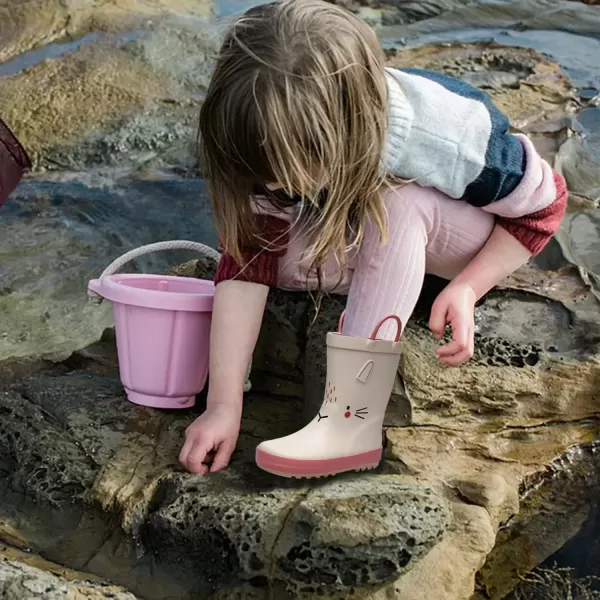 imageWTW Toddler and Kids Rain Boots with EasyOn Handles UnisexChild Waterproof Rubber Rain Boots in Fun Patterns for Girls and Boys ToddlerLittle KidBig KidRabit