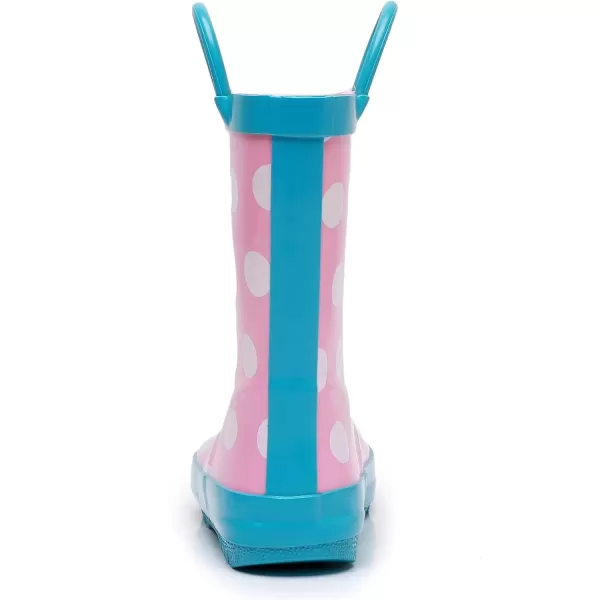 imageWTW Toddler and Kids Rain Boots with EasyOn Handles UnisexChild Waterproof Rubber Rain Boots in Fun Patterns for Girls and Boys ToddlerLittle KidBig KidDots