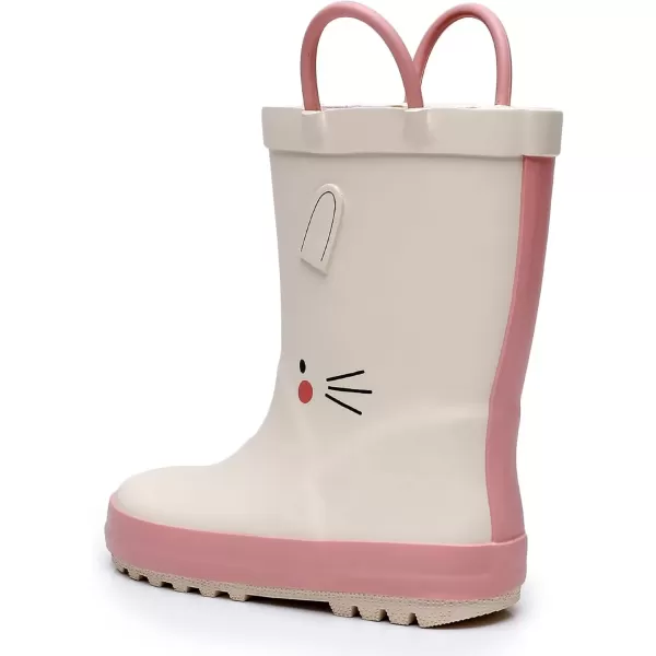imageWTW Toddler and Kids Rain Boots with EasyOn Handles UnisexChild Waterproof Rubber Rain Boots in Fun Patterns for Girls and Boys ToddlerLittle KidBig KidRabit