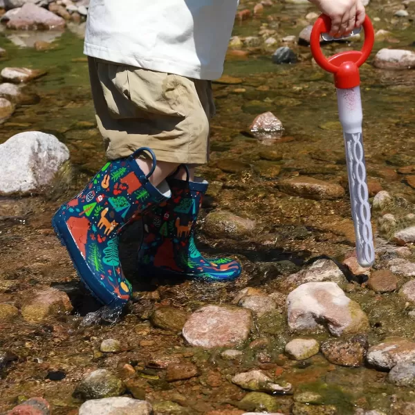 imageWTW Toddler and Kids Rain Boots with EasyOn Handles UnisexChild Waterproof Rubber Rain Boots in Fun Patterns for Girls and Boys ToddlerLittle KidBig KidForest